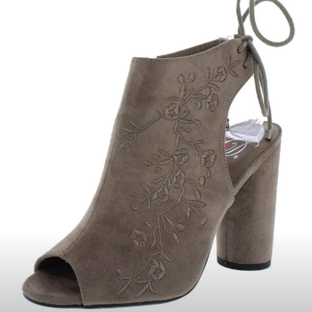 Taupe Peep Toe Booties